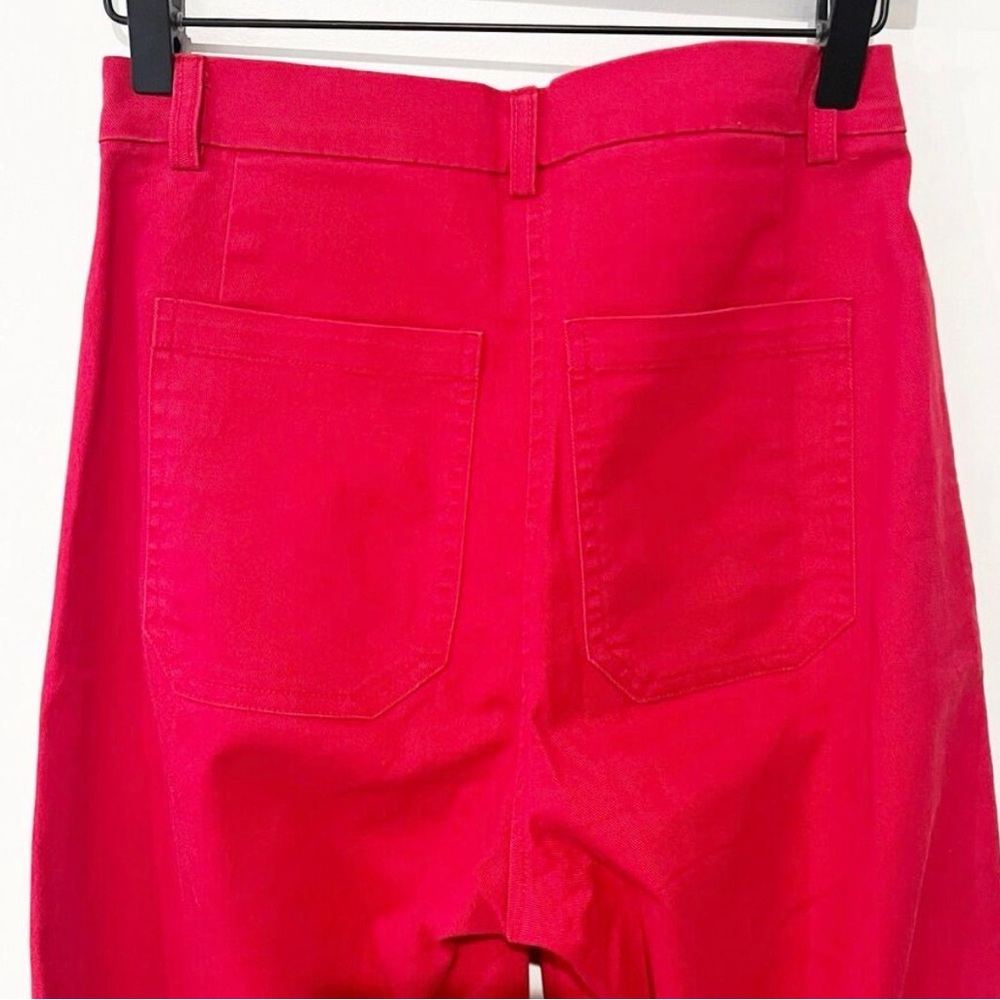 Loup Simone Wide Leg Cropped Red Cotton Blend Button Fly Jean Pants size XS - Picture 9 of 10